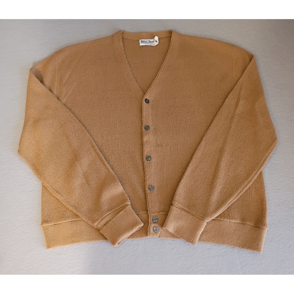King Size Men's Cardigan Sweater Sz XL Long Sleeve Brown‎ Button-Up Grandpacore